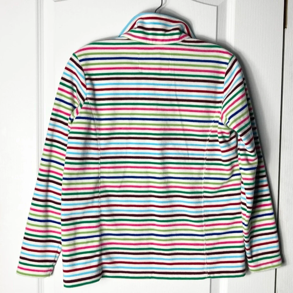 Nwot Lands End Rainbow Stripe Sweatshirt XS Quarter Zip Fleece Winter Comfort - Picture 2 of 4